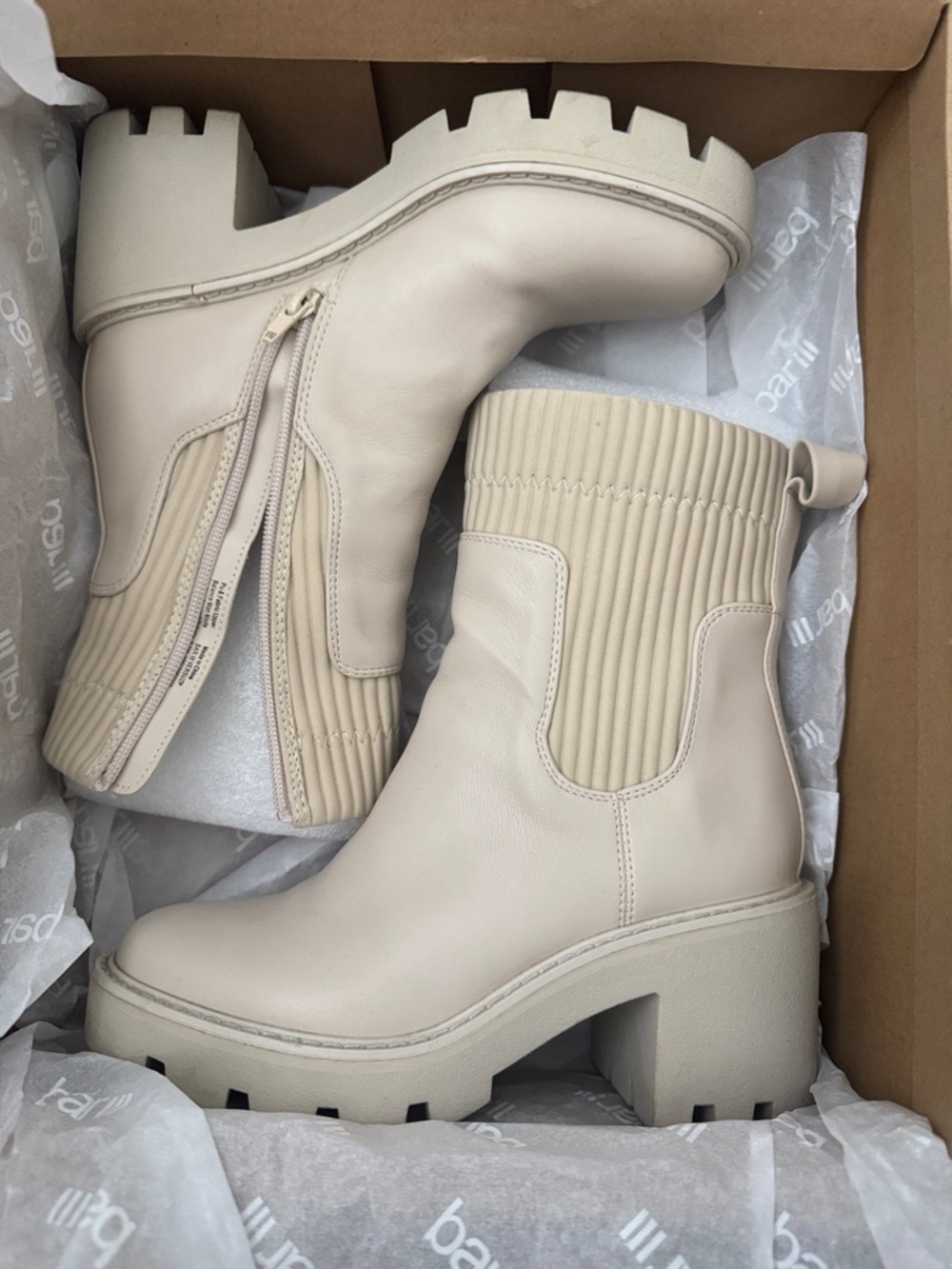 Bar III Cream Lug-Sole Platform Chelsea Booties